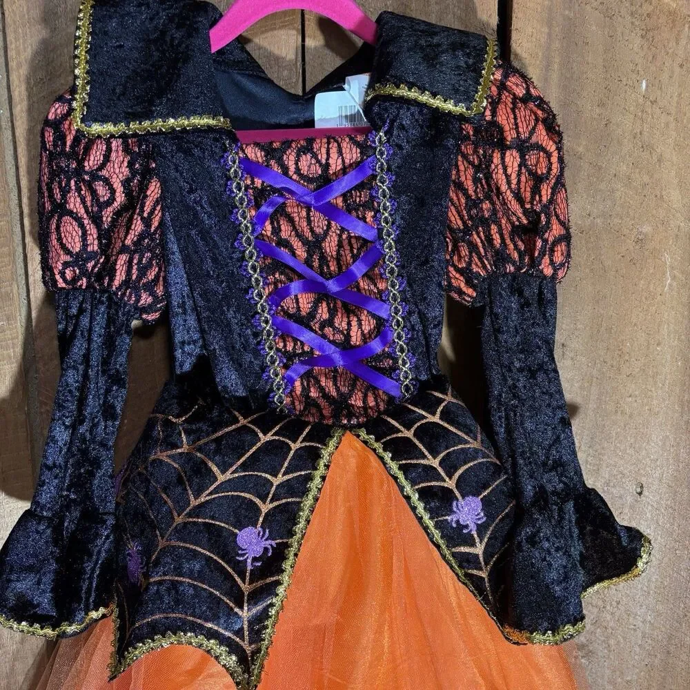 Rubie's Orange Spider Witch Girl's Small (5-6) Halloween Costume Dress Up - Picture 3 of 16